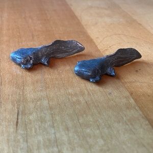 Vintage V+K Vilmain & Klinger Pewter Tadpole Figurine Pair RARE